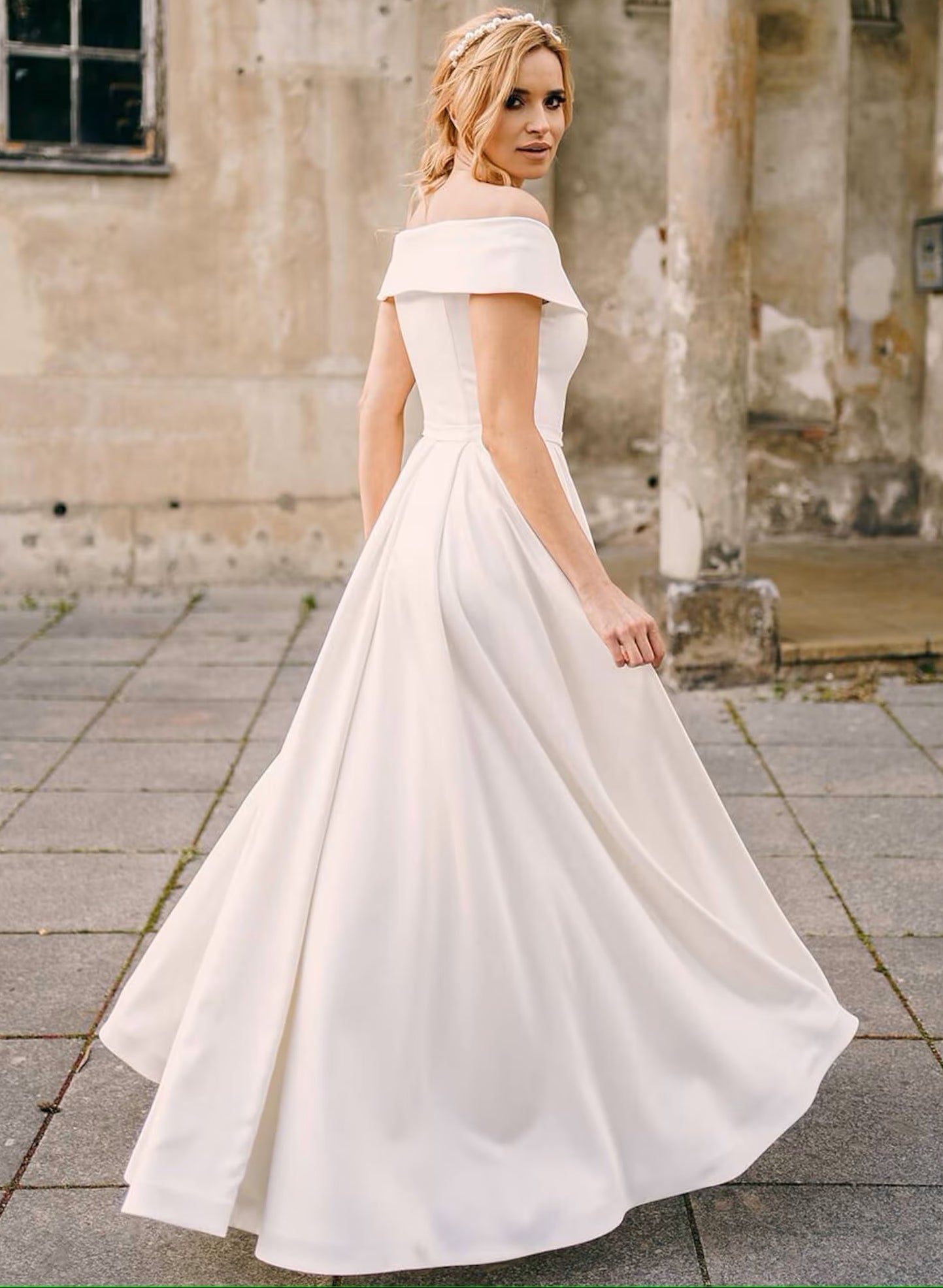 Off The Shoulder A Line Wedding Dress