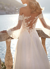 Off The Shoulder Long Sleeves Lace/Tulle Wedding Dress