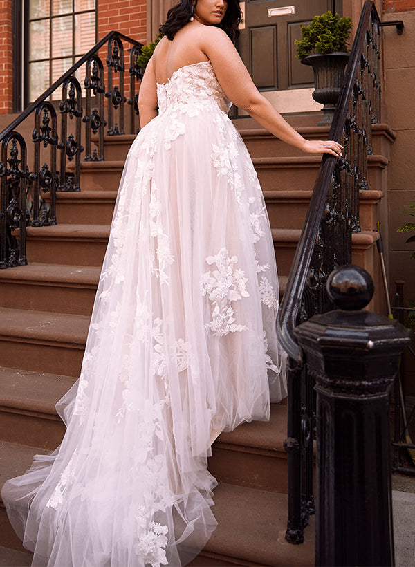 Off The Shoulder Tulle Lace Wedding Dress With Appliques Lace