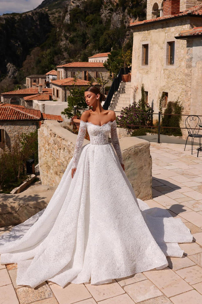 Dressystars Women Off The Shoulder Wedding Dress Ball Gown Beaded Lace  Appliques Bridal Gown