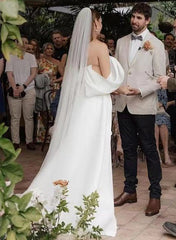 Off The Shoulder Wedding Dress With Detachable Train
