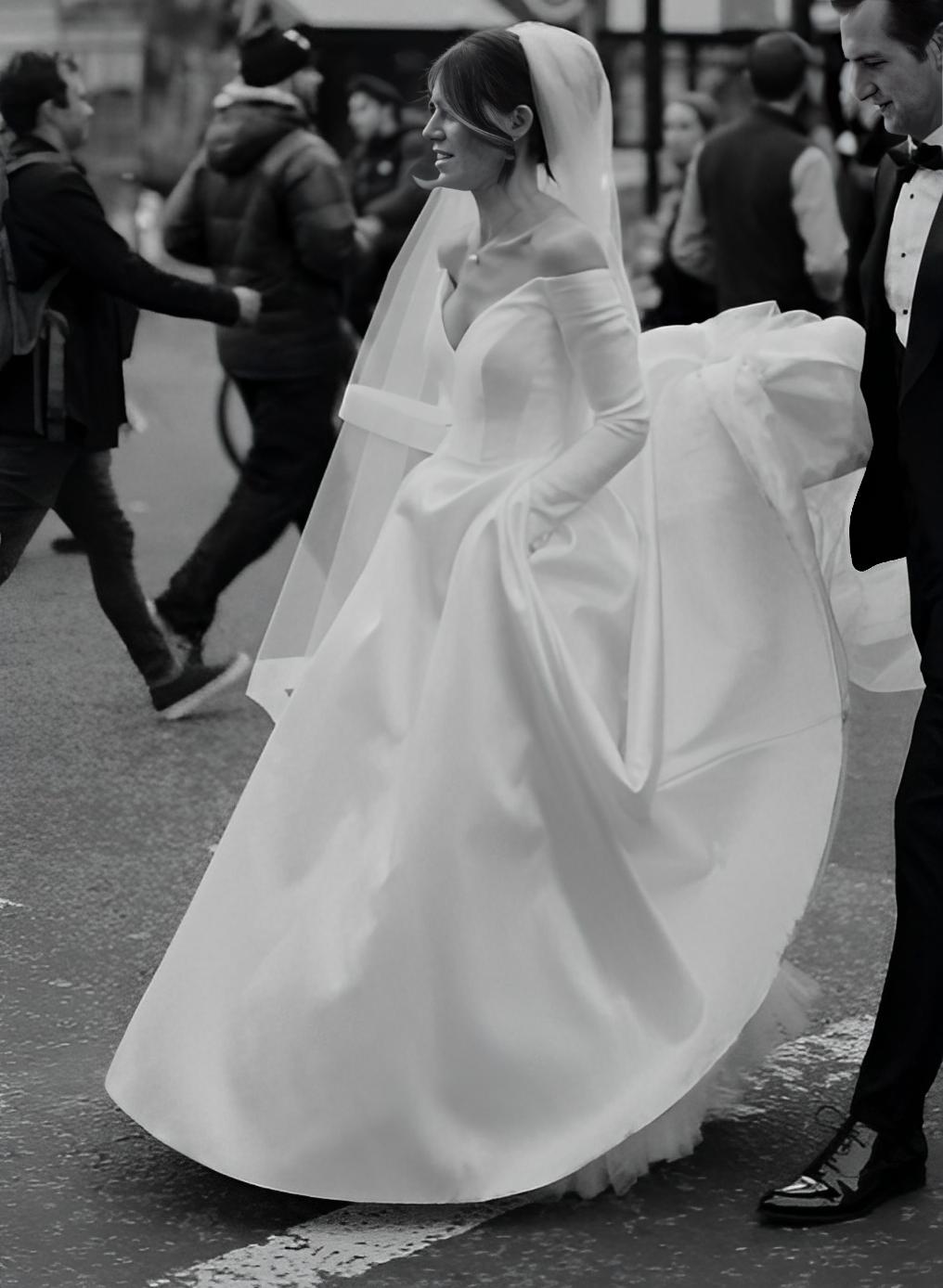 Off The Shoulder Wedding Dress with Elegant Ball Gown Long Sleeves