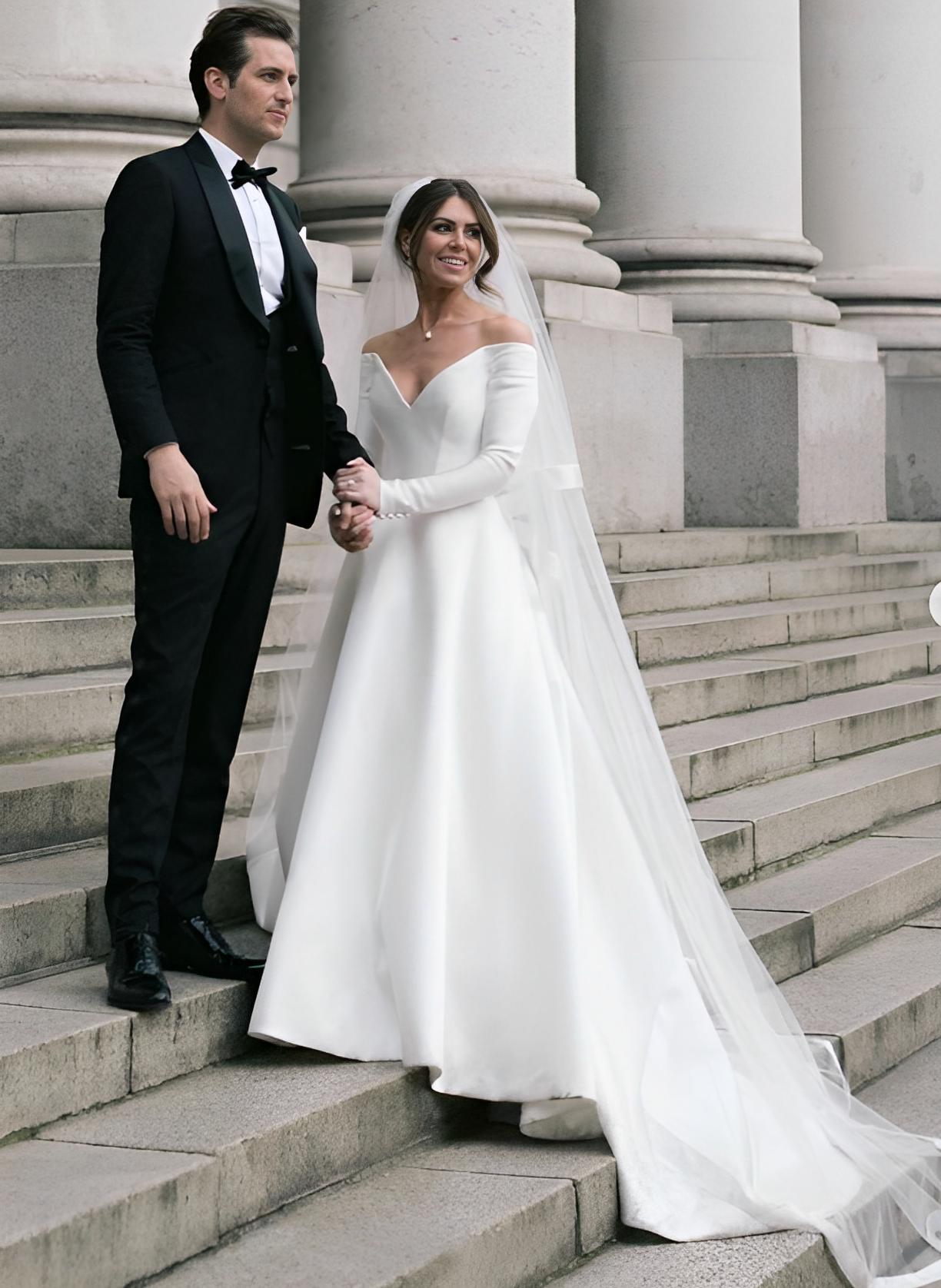 Off The Shoulder Wedding Dress with Elegant Ball Gown Long Sleeves