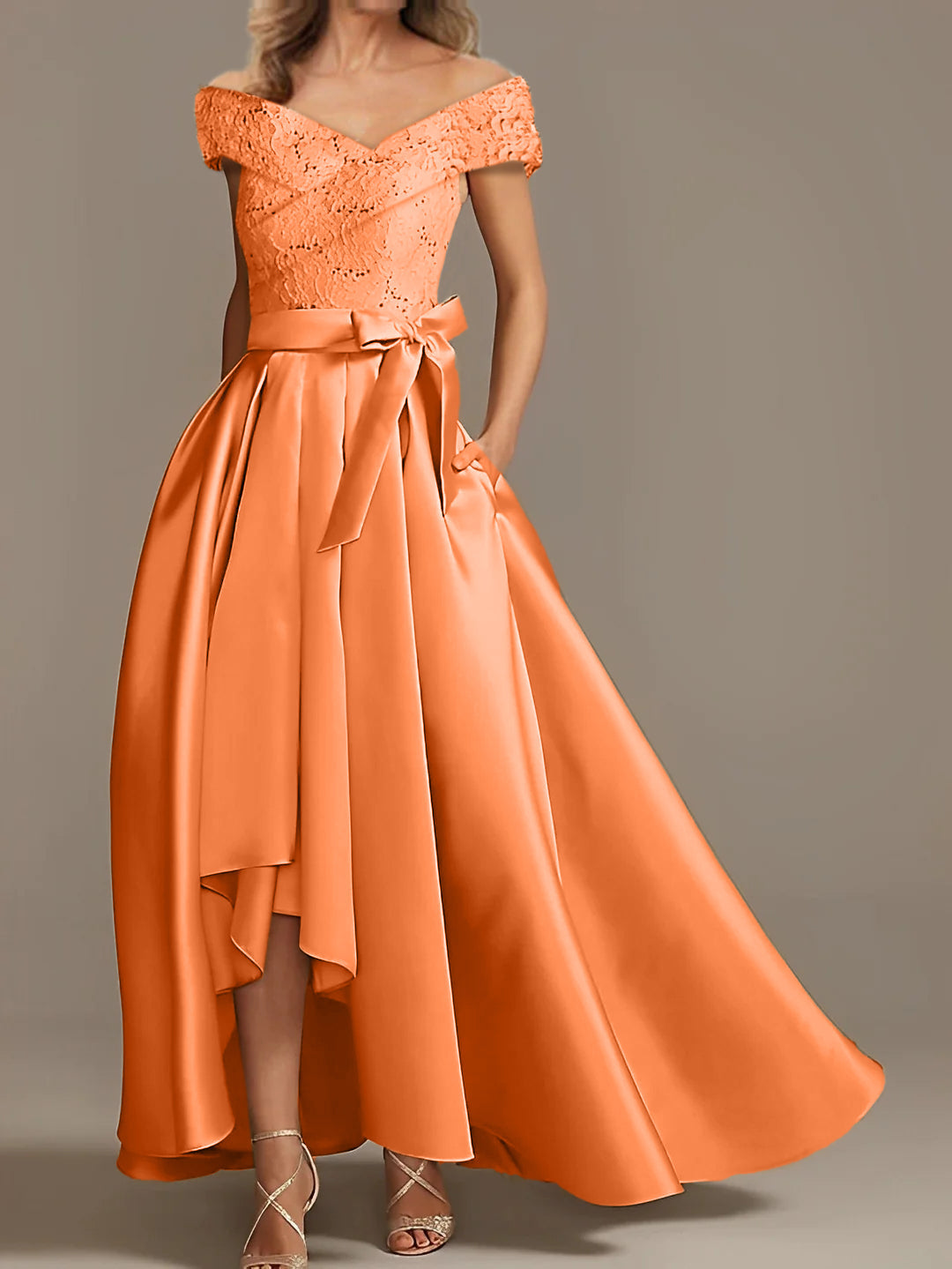 Off-the-Shoulder Asymmetrical A-Line Mother of the Bride Dresses with Ruffles