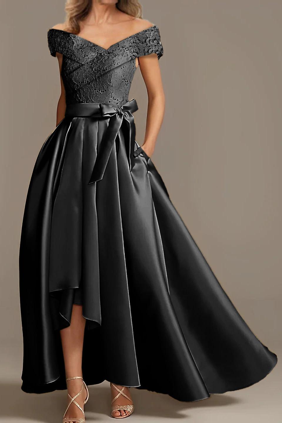 Off-the-Shoulder Asymmetrical A-Line Mother of the Bride Dresses with Ruffles