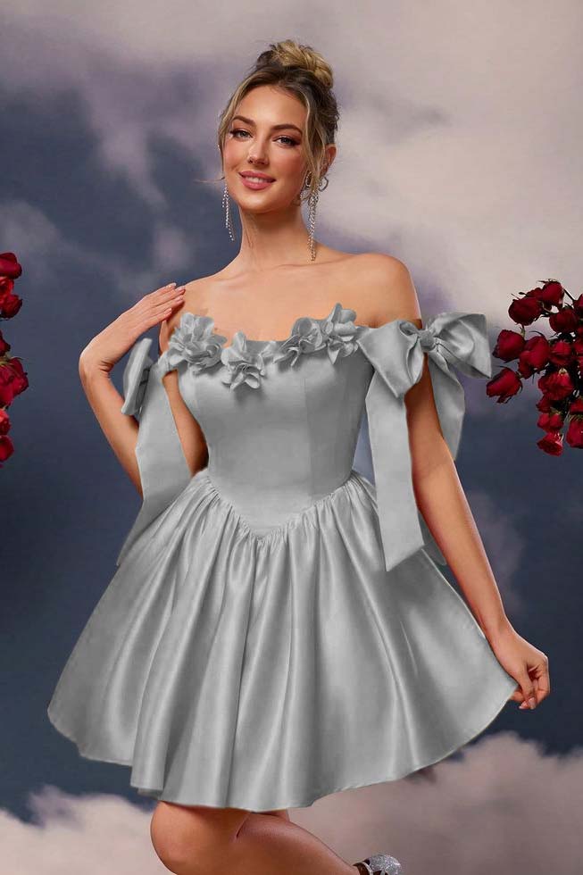 Off the Shoulder Homecoming Dress Sleeveless Short A Line Cocktail Dress With Pleated