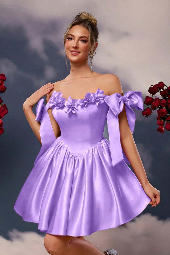 Off the Shoulder Homecoming Dress Sleeveless Short A Line Cocktail Dress With Pleated