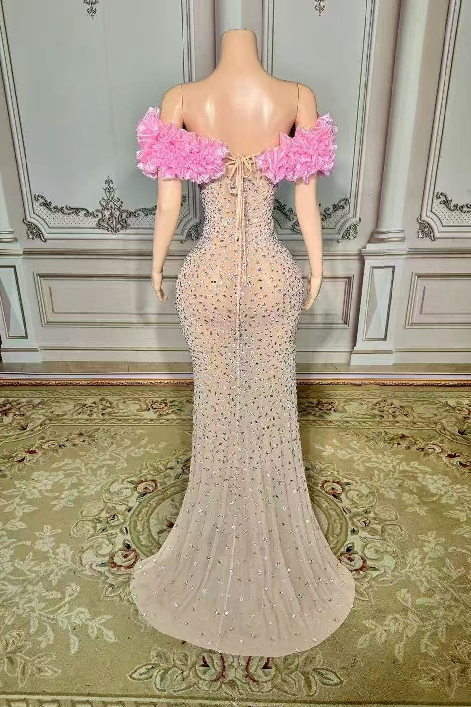 Off the Shoulder Mermaid Prom Dress Beaded Evening Dress