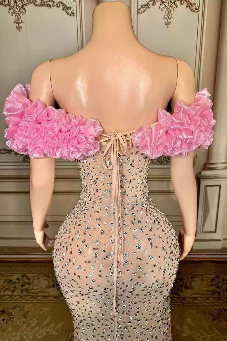 Off the Shoulder Mermaid Prom Dress Beaded Evening Dress