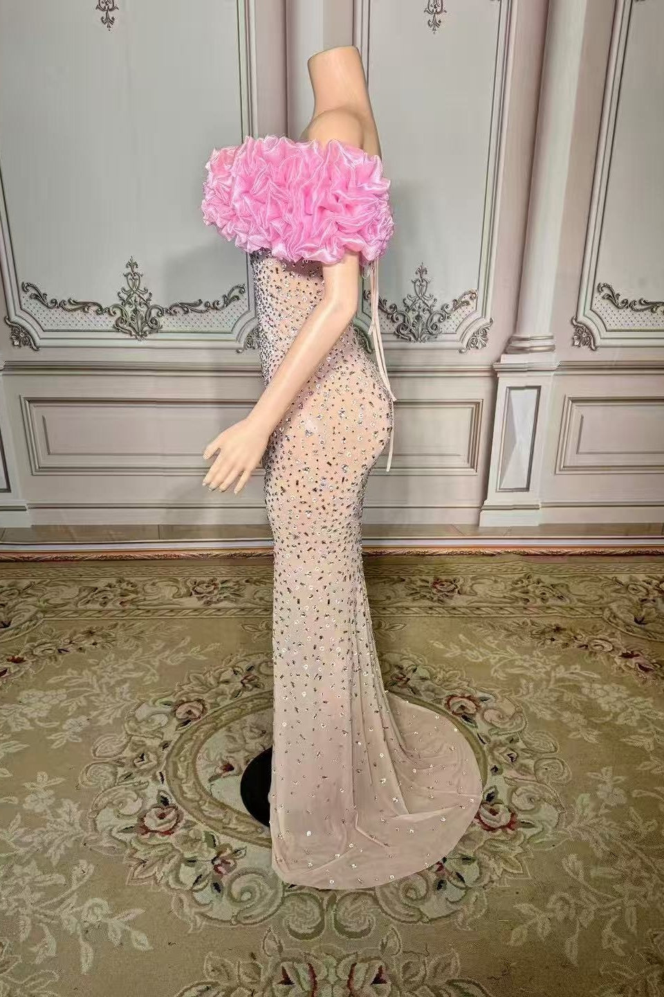 Off the Shoulder Mermaid Prom Dress Beaded Evening Dress