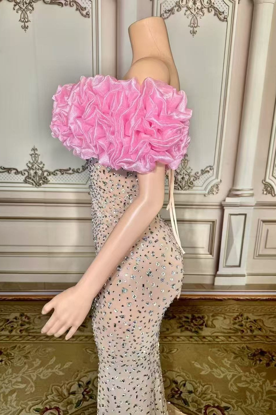 Off the Shoulder Mermaid Prom Dress Beaded Evening Dress