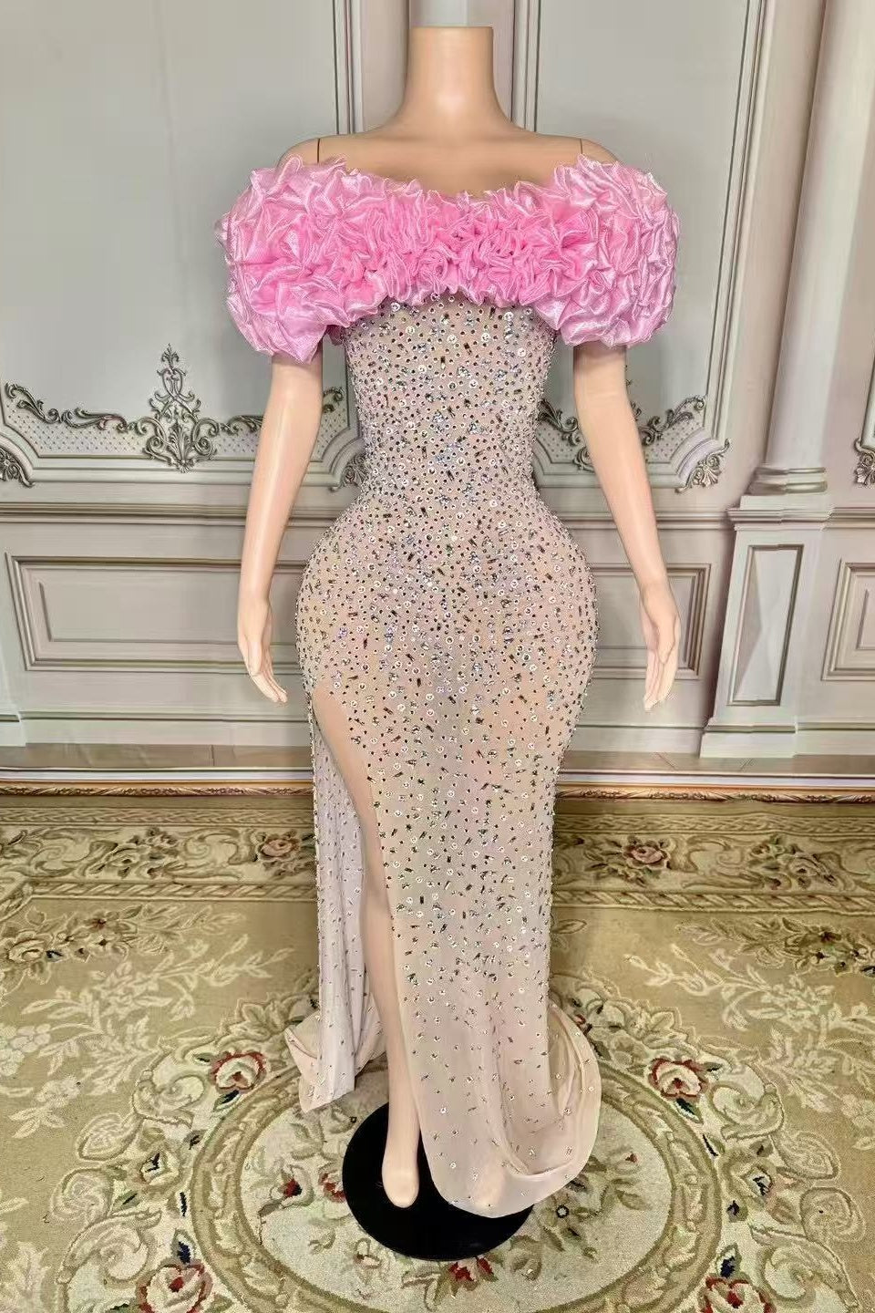 Off the Shoulder Mermaid Prom Dress Beaded Evening Dress