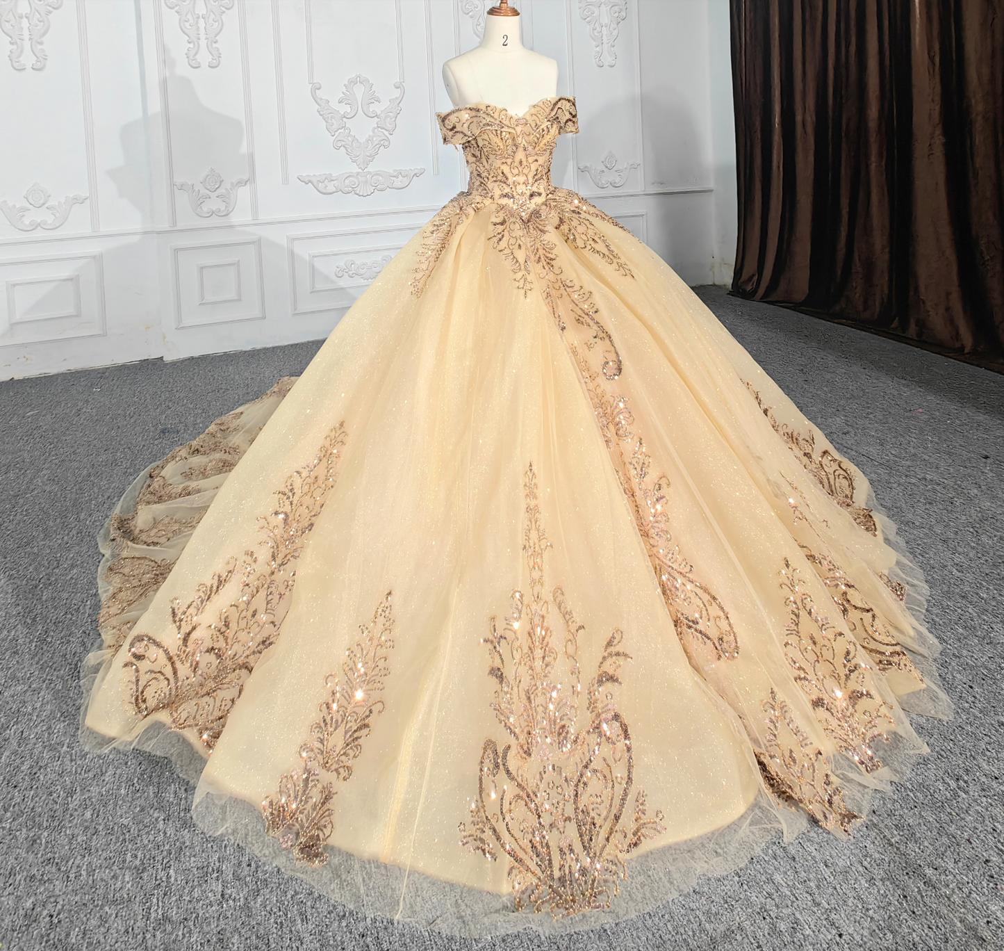 Off the Shoulder Quinceanera Ball Gown Sweet 16 Dress with Appliques and Beadings