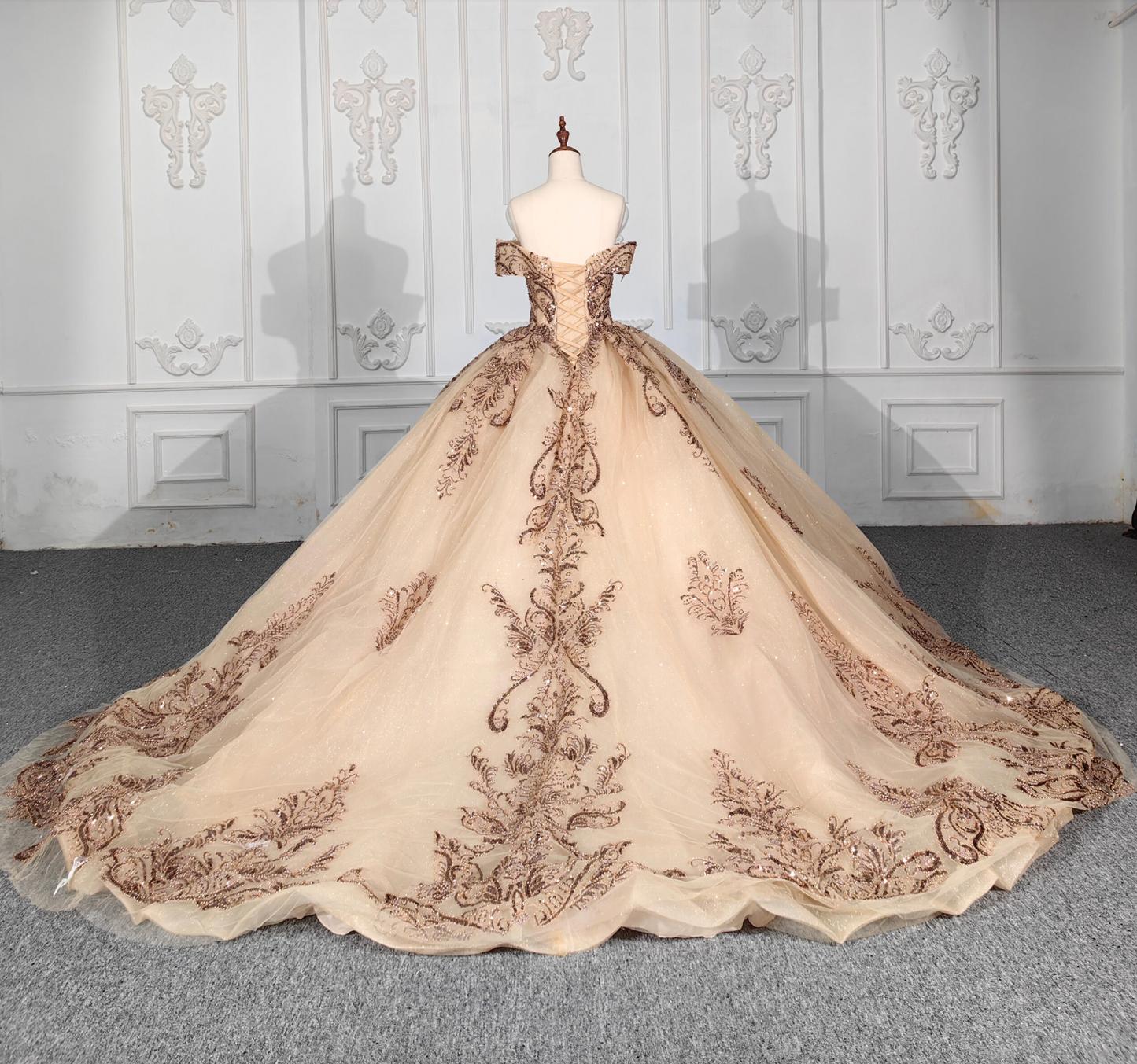 Off the Shoulder Quinceanera Ball Gown Sweet 16 Dress with Appliques and Beadings
