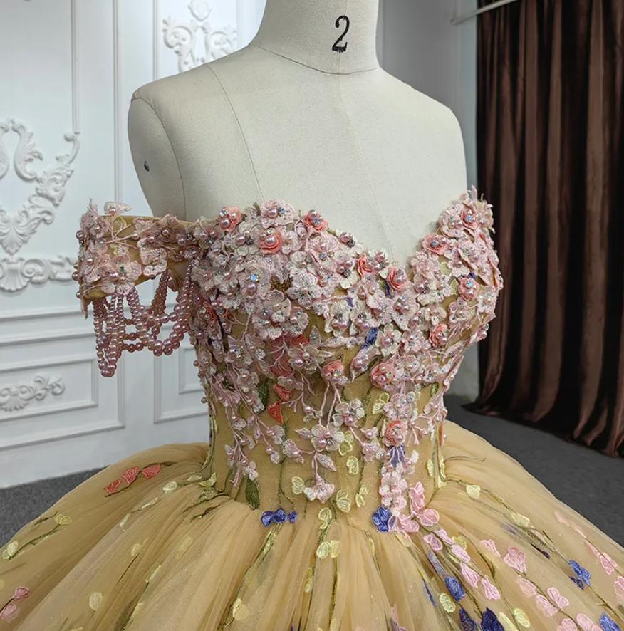 Off the Shoulder Quinceanera Dress Flower Ball Gown Sweet 16 Dress