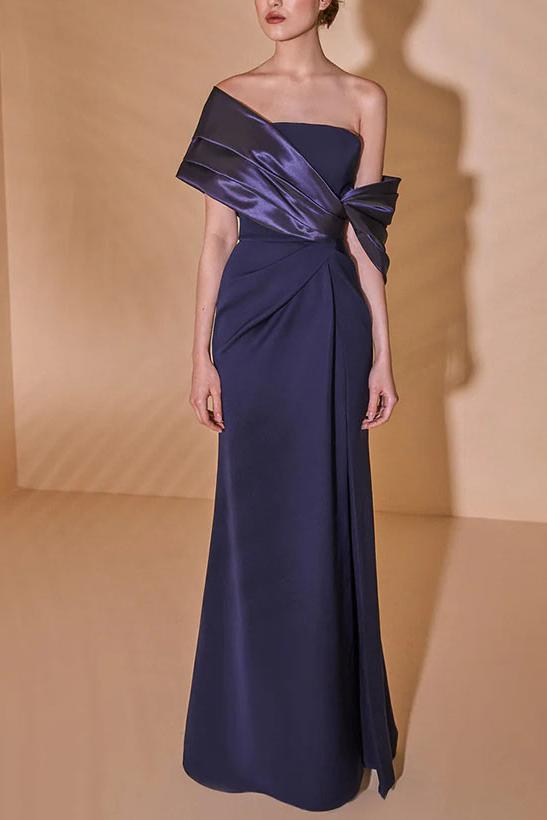 Off-the-Shoulder Ruched Sheath/Column Dresses for the Mother of the Bride