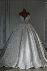 Off the Shoulder Sleeveless White Wedding Dress with Appliques and Beadings
