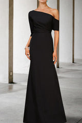 One-Shoulder A-Line Princess Gown with 3/4 Sleeves for the Mother of the Bride