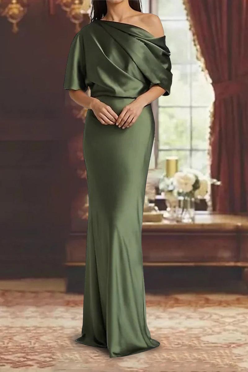 One-Shoulder Column Gown for the Mother of the Bride