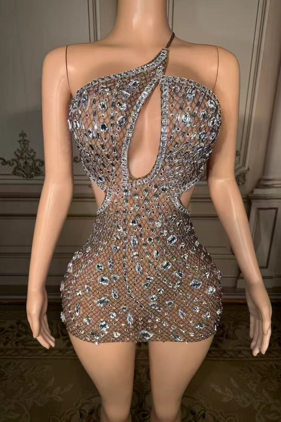 One Shoulder Homecoming Dress Cut Out Bodycon Cocktail Party Dress