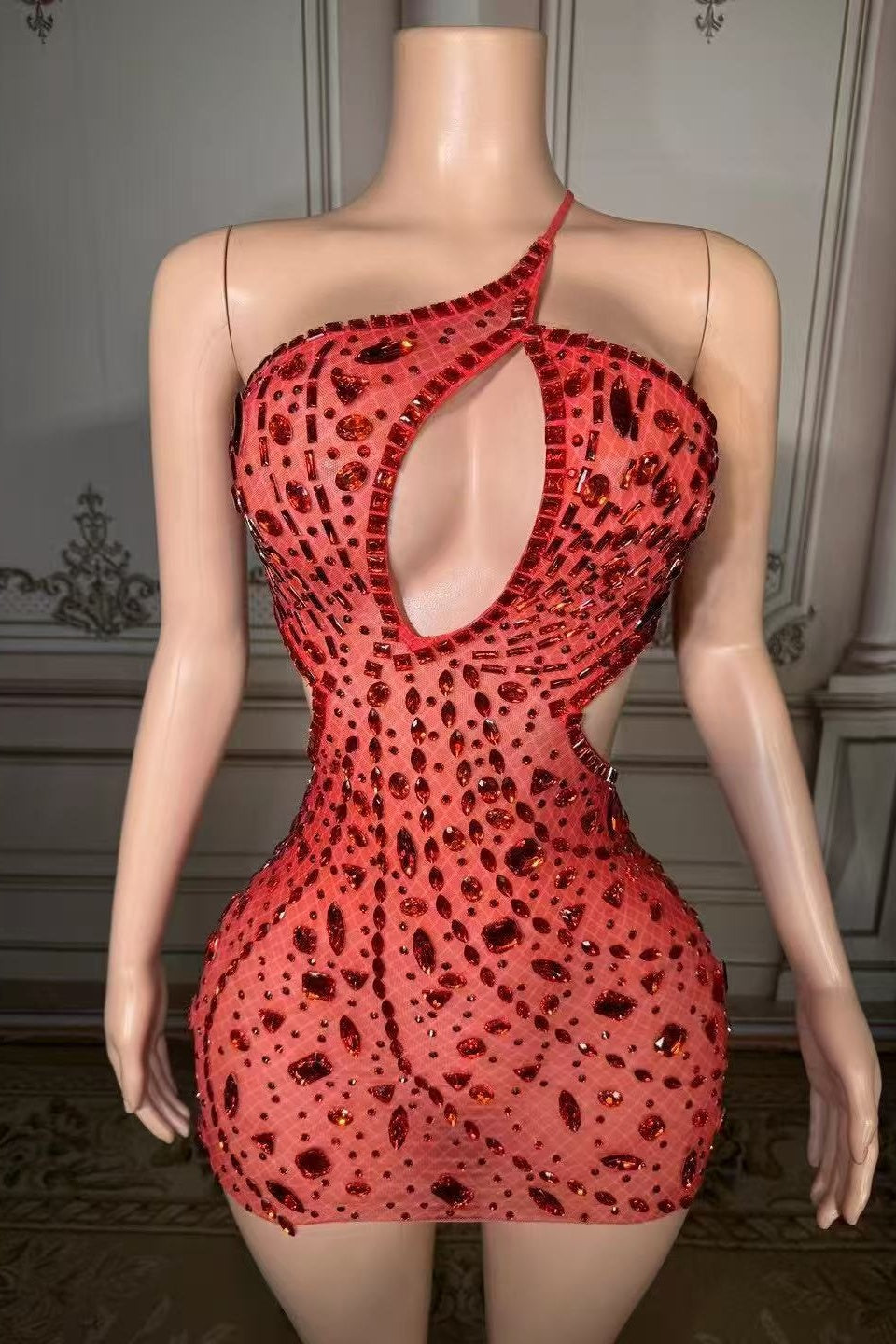 One Shoulder Homecoming Dress Cut Out Bodycon Cocktail Party Dress