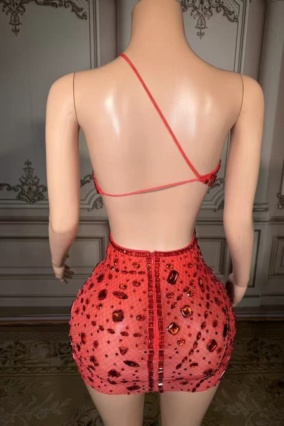 One Shoulder Homecoming Dress Cut Out Bodycon Cocktail Party Dress