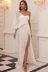 One Shoulder Prom Dress Sequined Evening Dress