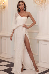 One Shoulder Prom Dress Sequined Evening Dress
