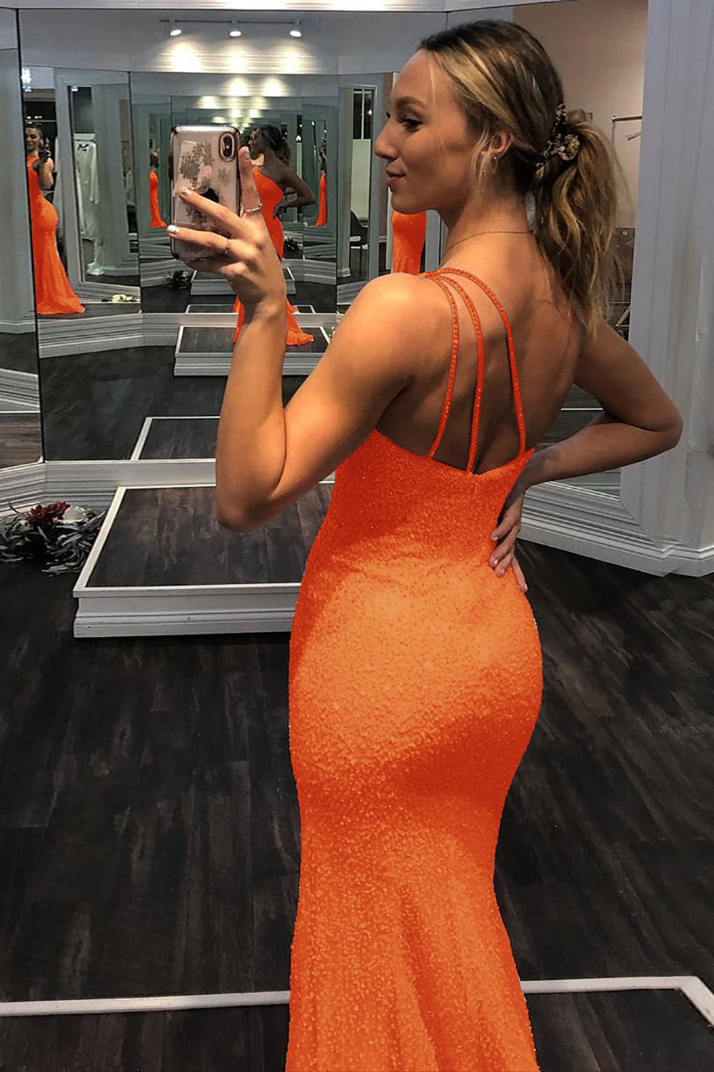 One Shoulder Prom Dress Sequined Mermaid Evening Dress with Slit