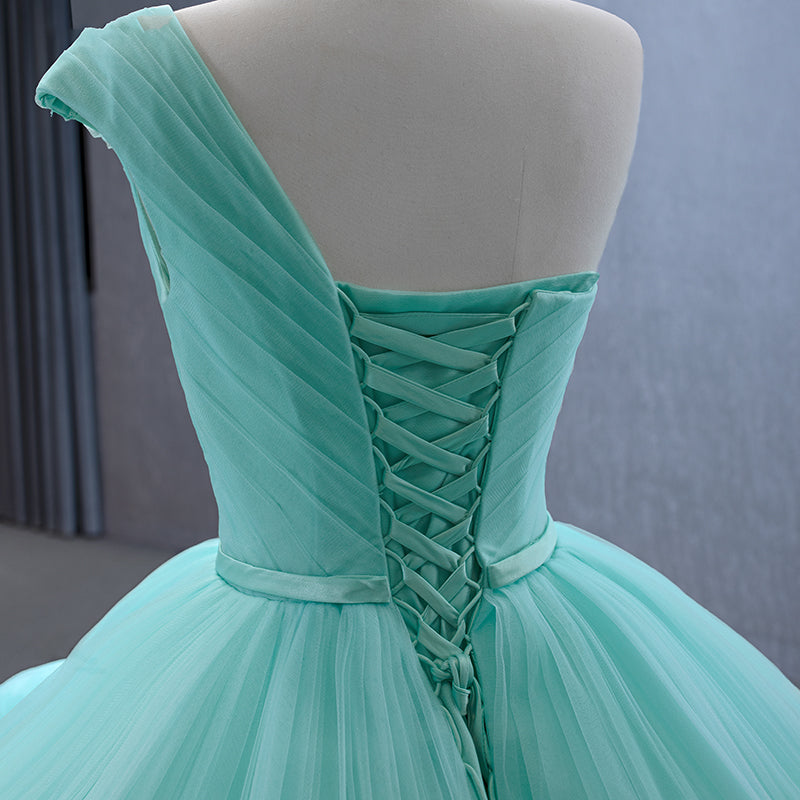 One Shoulder Quinceanera Dress Sweet 15 Tulle Ball Gown Sweet 16 Dress