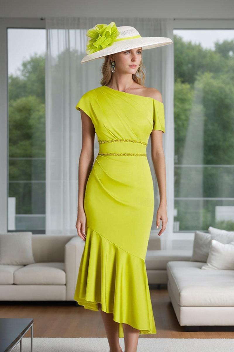 One-Shoulder Ruffled Trumpet/Mermaid Dress for Mothers of the Bride & Groom