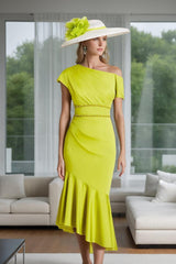 One-Shoulder Ruffled Trumpet/Mermaid Dress for Mothers of the Bride & Groom