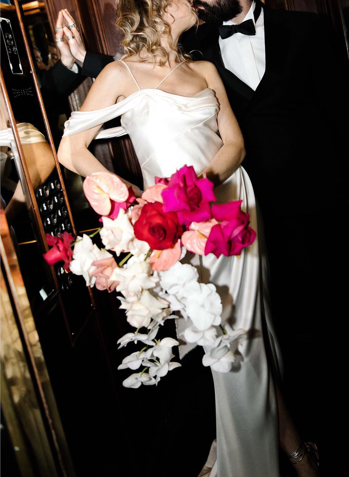 One Shoulder Sheath Column Slit Silk Like Satin Wedding Dress