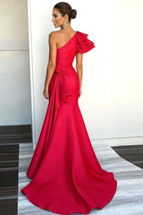 Dressystars One Shoulder Sheath Watermelon Gala Dress With Cape