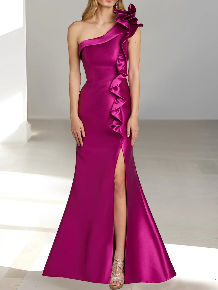 One-Shoulder Sleeveless Mermaid/Trumpet Mother Of The Bride Dress with Side Split