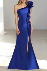One-Shoulder Sleeveless Mermaid/Trumpet Mother Of The Bride Dress with Side Split