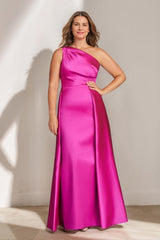 One-Shoulder Sleeveless Plus Size Mother of the Bride Gown with Ruffles