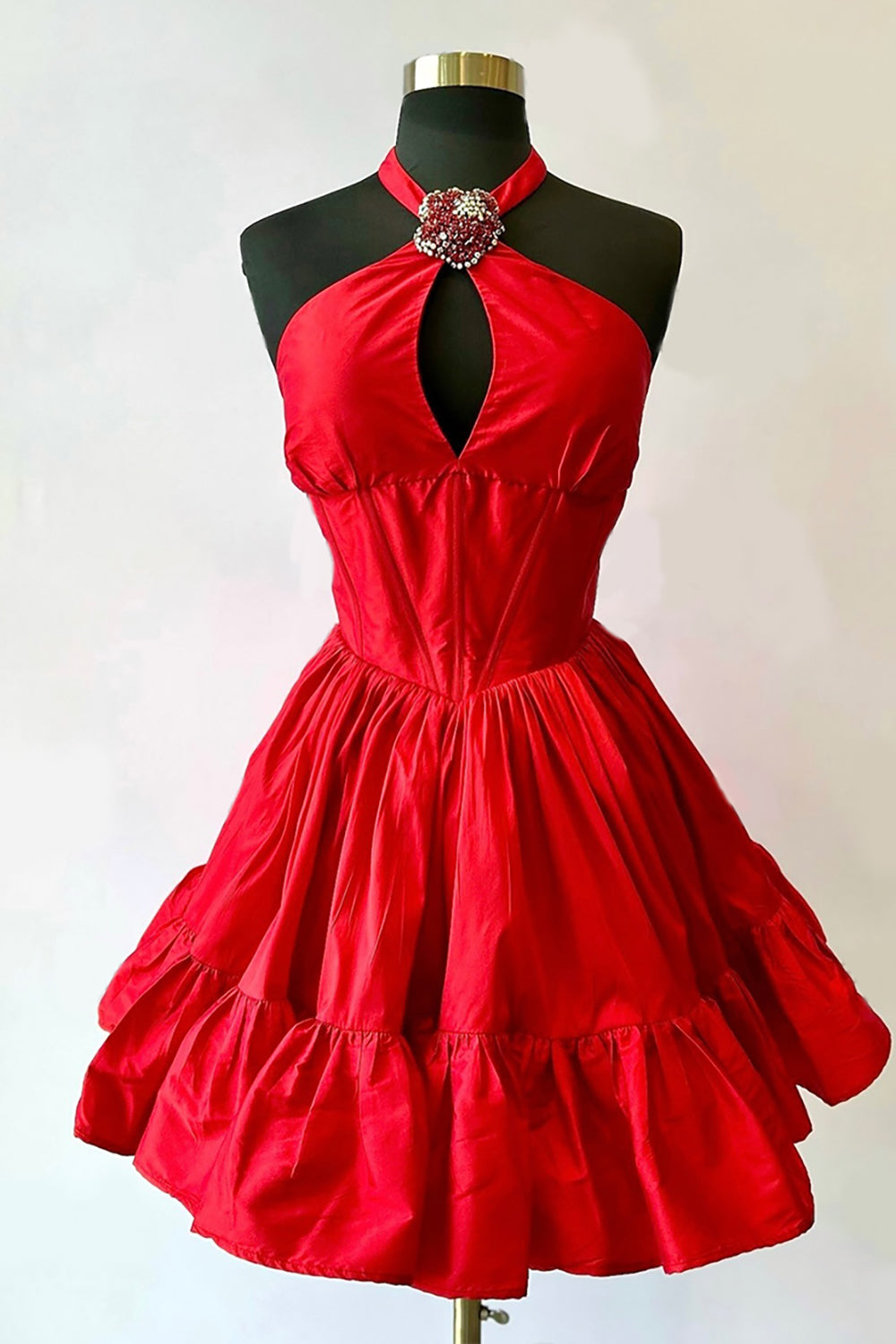 Orange A Line Homecoming Dresses Halter Ruffled Short Corset Cocktail Dresses