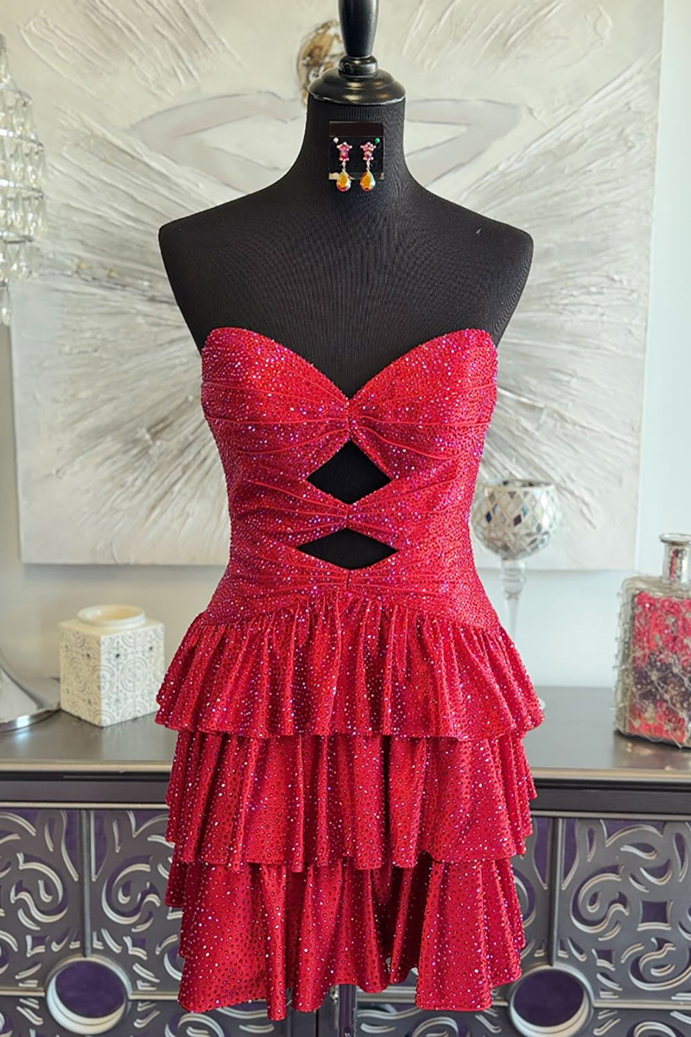 Orange A Line Homecoming Dresses Tiered Short Cocktail Dresses With Beading