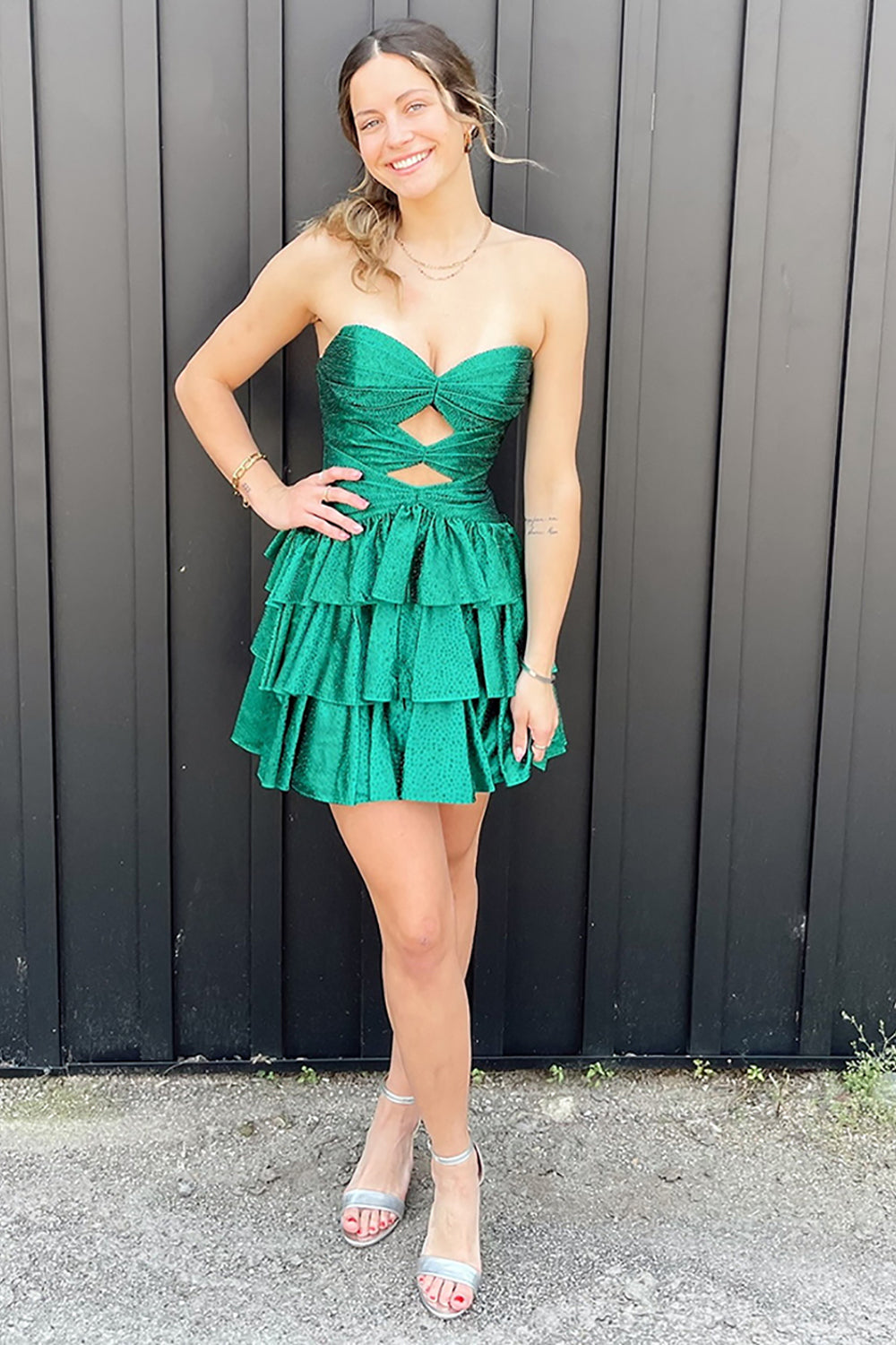 Orange A Line Homecoming Dresses Tiered Short Cocktail Dresses With Beading