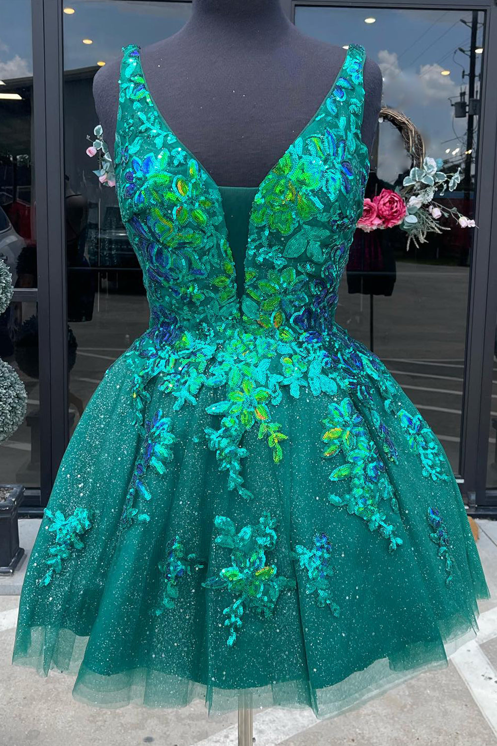 Orange Homecoming Dresses A-Line Spaghetti Straps Short Cocktail Dresses with Sequin