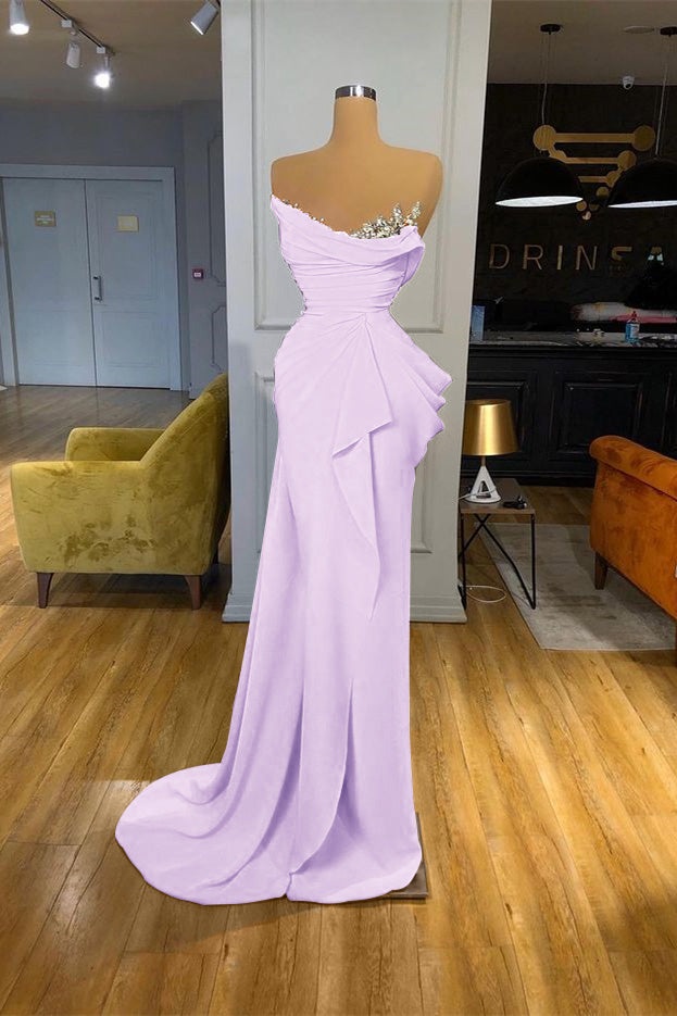 Orange Mermaid Prom Dress Sleeveless Strapless Formal Dress With Beadings and Rhinestones