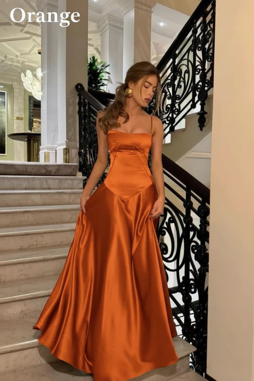 Dressystars Brown Luxe Silk-Look Long Evening Dress With Fitted Bodice Formal Evening Gown