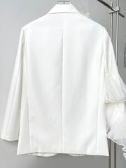 Party Blazer For Women Featuring A Notched Lapel And Two Buttons With Floral Detail