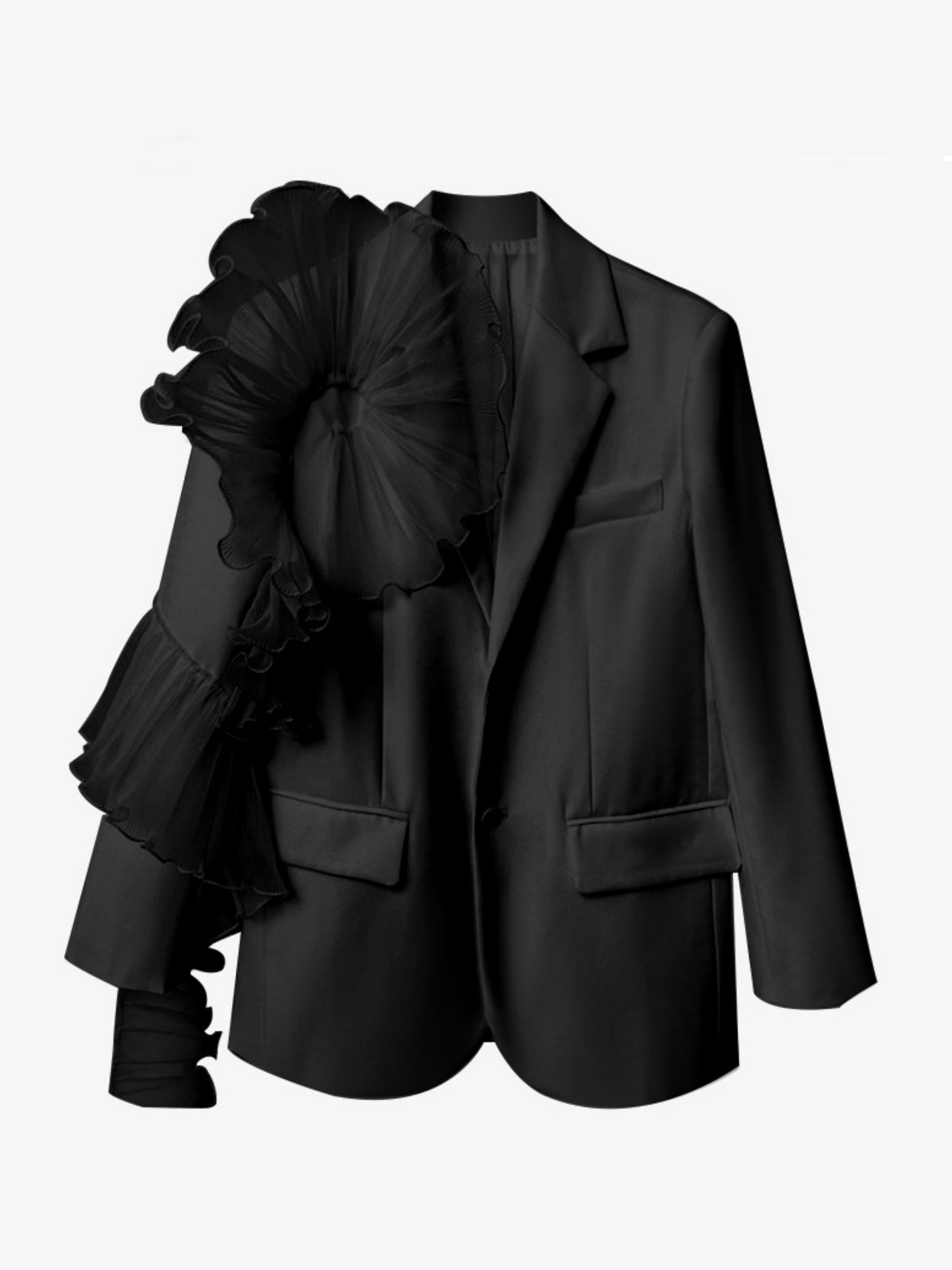 Party Blazer For Women Featuring A Notched Lapel And Two Buttons With Floral Detail