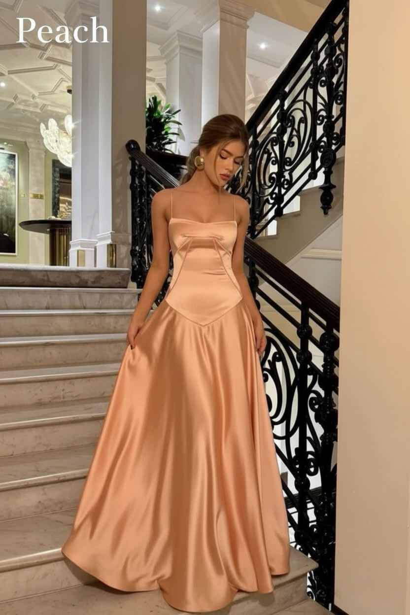 Dressystars Brown Luxe Silk-Look Long Evening Dress With Fitted Bodice Formal Evening Gown