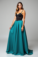 Peacock Blue Wedding Guest Dress A Line Black Wedding Guest Dress Satin Long Formal Dress