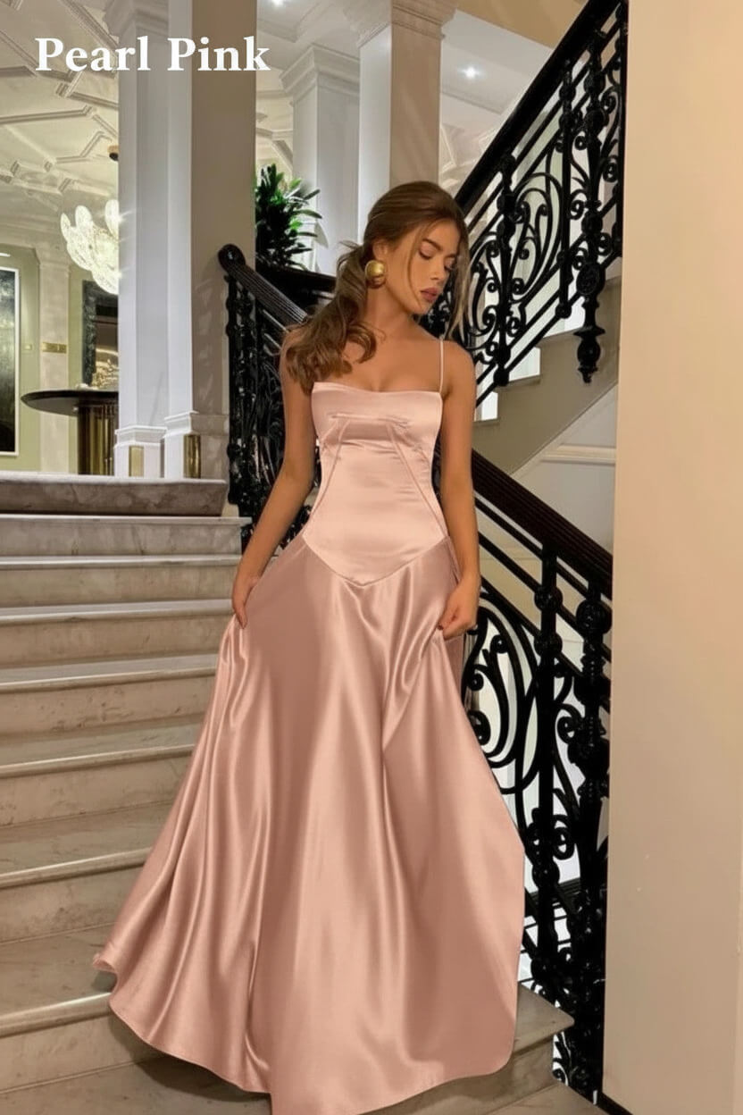 Dressystars Brown Luxe Silk-Look Long Evening Dress With Fitted Bodice Formal Evening Gown