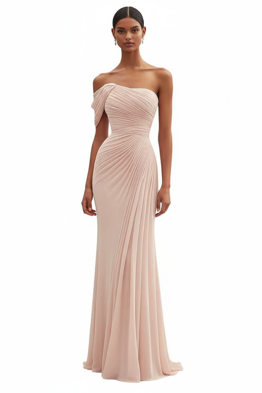 Dressystars One Shoulder Ruched Mermaid Dark Green Wedding Guest Dress Long Formal Dress