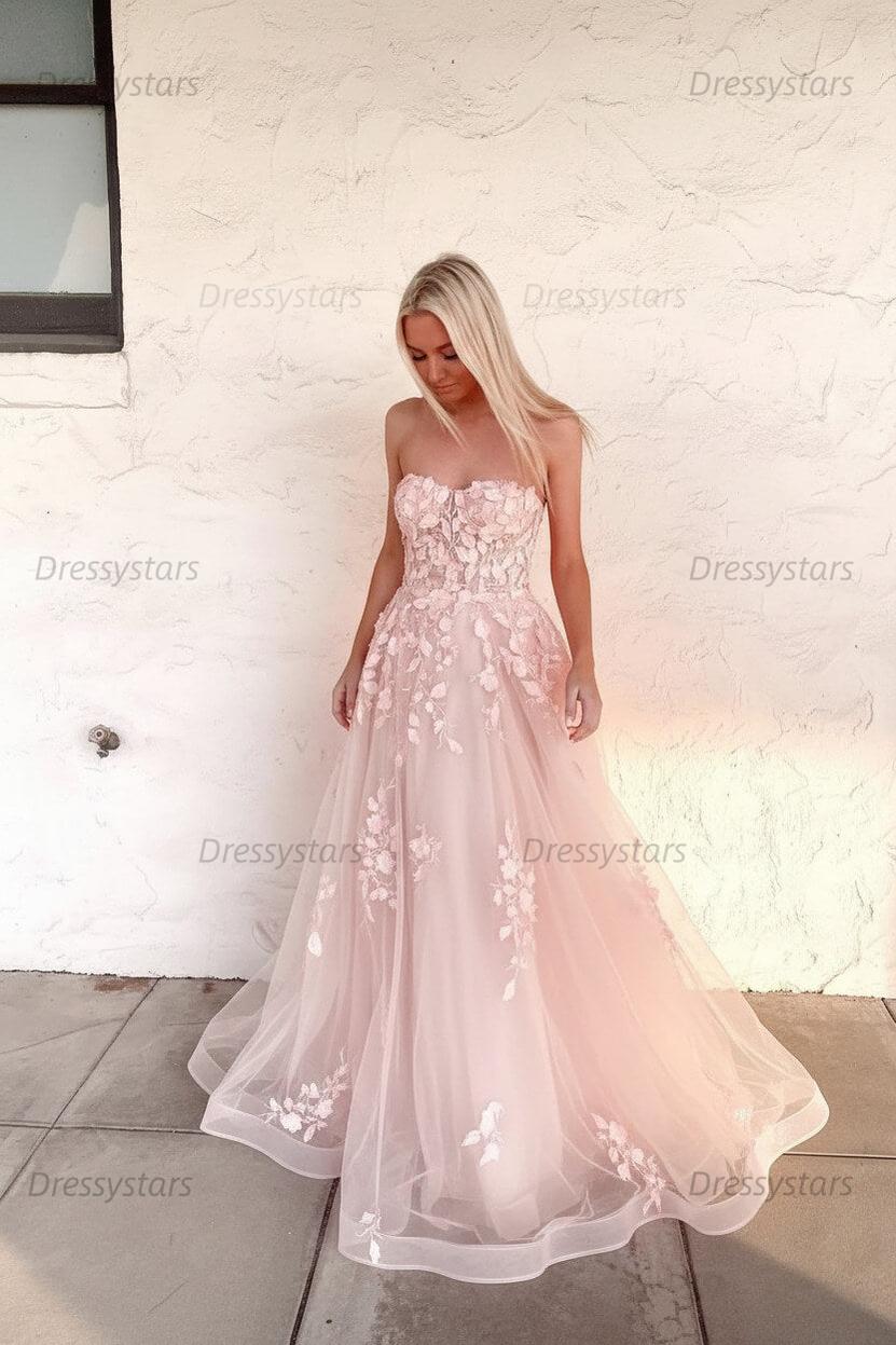 Orange Prom Dress Sweetheart Long Evening Dress with Appliques